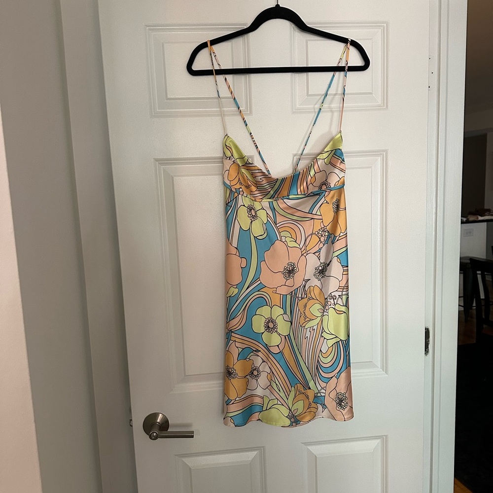 Zara Floral Multicolor Spaghetti Strap Mini Dress